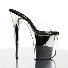 Pleaser Mules FLAMINGO-801 Trasparente/Argento Cromato EU-35 / US-5
