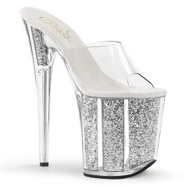 Pleaser Mules FLAMINGO-801G Trasparente/Argento Multi...