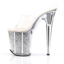 Pleaser Mules FLAMINGO-801G Trasparente/Argento Multi Glitter EU-35 / US-5