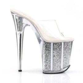 Pleaser Mules FLAMINGO-801G Trasparente/Argento Multi Glitter EU-35 / US-5