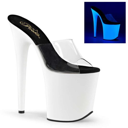 Pleaser Mules FLAMINGO-801UV Trasparente/Bianco Neon EU-40 / US-10