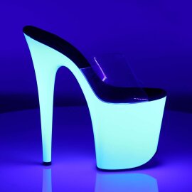 Pleaser Mules FLAMINGO-801UV Trasparente/Bianco Neon EU-40 / US-10
