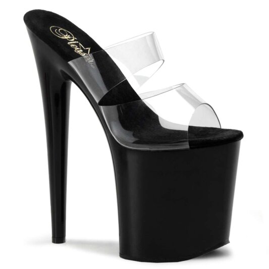 Pleaser Mules FLAMINGO-802 Trasparente/Nero EU-35 / US-5