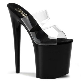 Pleaser Mules FLAMINGO-802 Trasparente/Nero EU-37 / US-7
