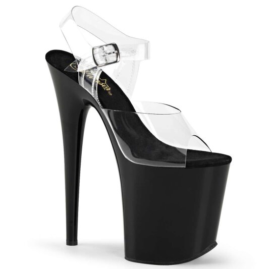 Pleaser Sandali FLAMINGO-808 Trasparente/Nero EU-38 / US-8