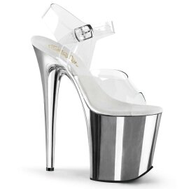 Pleaser Sandali FLAMINGO-808 Trasparente/Argento Cromato...