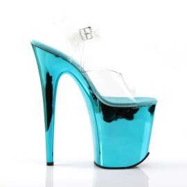 Pleaser Sandali FLAMINGO-808 Trasparente/Turchese Cromato EU-41 / US-11