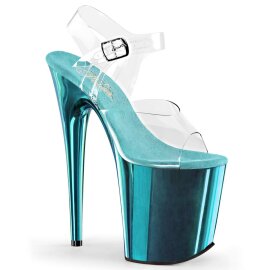Pleaser Sandali FLAMINGO-808 Trasparente/Turchese Cromato EU-38 / US-8