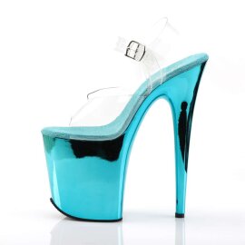 Pleaser Sandali FLAMINGO-808 Trasparente/Turchese Cromato EU-38 / US-8