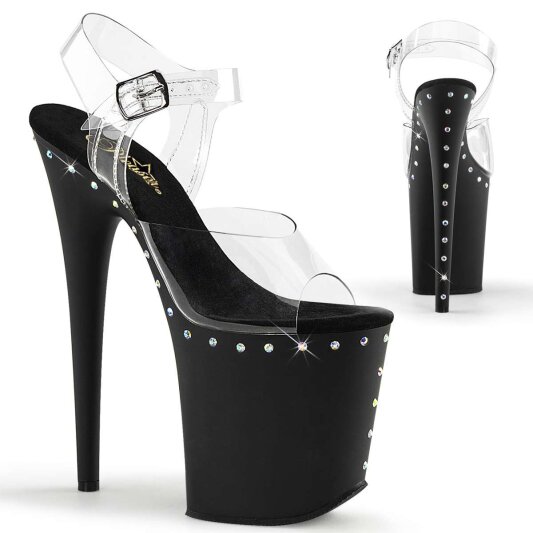 Pleaser Sandali FLAMINGO-808ABLS Trasparente/Nero StrassEU-38 / US-8