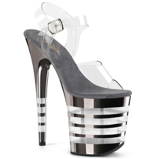 Pleaser Sandali FLAMINGO-808CHLN Trasparente/Peltro Cromato EU-35 / US-5