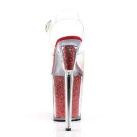 Pleaser Sandali FLAMINGO-808G Trasparente/Rosso Glitter EU-35 / US-5