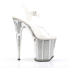 Pleaser Sandali FLAMINGO-808G Trasparente/Argento Glitter EU-35 / US-5