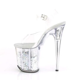 Pleaser Sandali FLAMINGO-808GF Trasparente/Argento Multi Glitter EU-35 / US-5