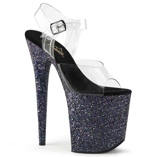 Pleaser Sandali FLAMINGO-808LG Trasparente/Nero Multi Glitter EU-35 / US-5