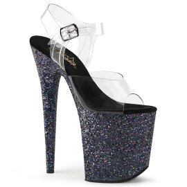 Pleaser Sandali FLAMINGO-808LG Trasparente/Nero Multi...