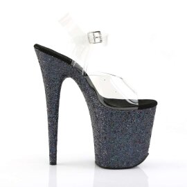 Pleaser Sandali FLAMINGO-808LG Trasparente/Nero Multi Glitter EU-35 / US-5