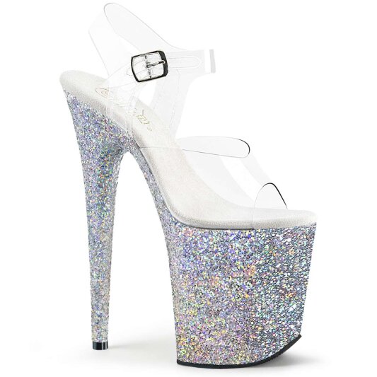 Pleaser Sandali FLAMINGO-808LG Trasparente/Argento Multi Glitter EU-37 / US-7