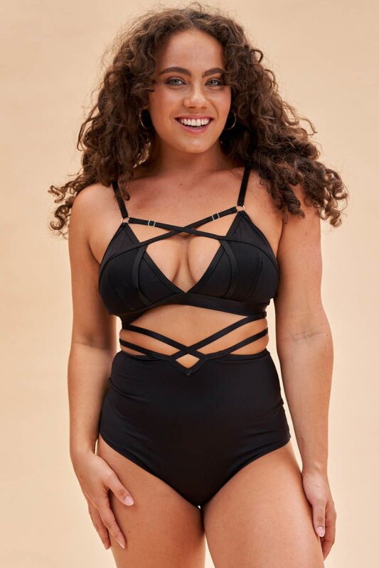 Lunalae Top Maisie Mesh Strappy Nero XL