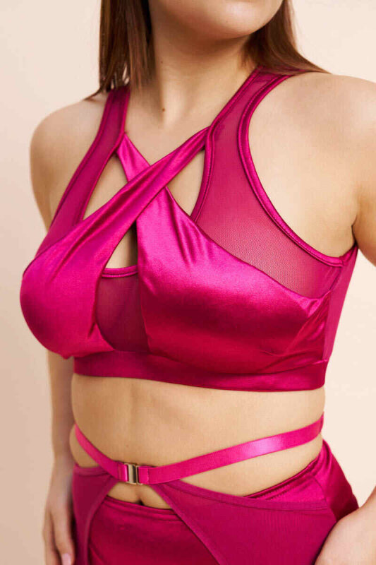 Lunalae Top Katherine Cross Over Raso Magenta