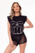 Paradise Chick Medusa T-Shirt Corsetto Nero Metallizzato