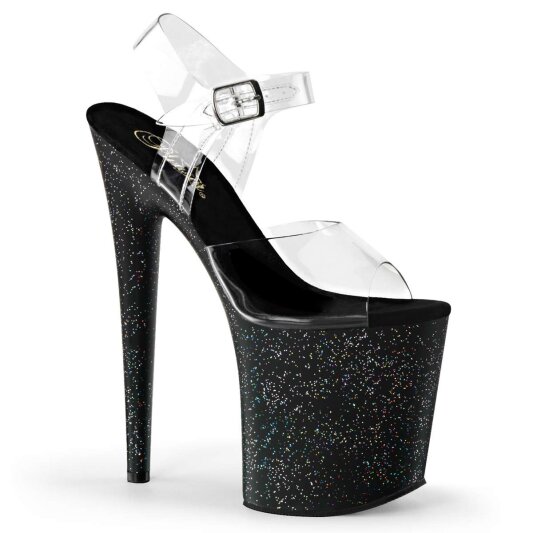 Pleaser Sandali FLAMINGO-808MG Trasparente/Nero EU-37 / US-7