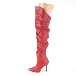 Pleaser CLASSIQUE-3011 Stivali Sopra Il Ginocchio Similpelle Rosso EU-39 / US-9