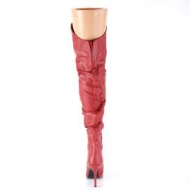 Pleaser CLASSIQUE-3011 Stivali Sopra Il Ginocchio Similpelle Rosso EU-39 / US-9