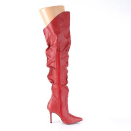 Pleaser CLASSIQUE-3011 Stivali Sopra Il Ginocchio Similpelle Rosso EU-39 / US-9