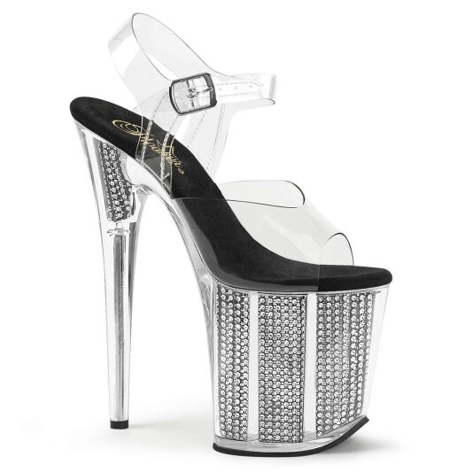 Pleaser Sandali FLAMINGO-808SRS Trasparente/Nero Strass EU-35 / US-5