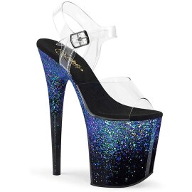 Pleaser Sandali FLAMINGO-808SS Trasparente/Nero Blu Multi...
