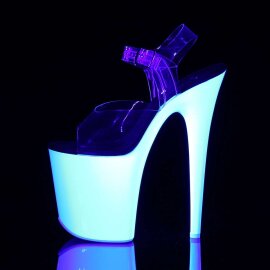 Pleaser Sandali FLAMINGO-808UV Trasparente/Bianco Neon EU-38 / US-8