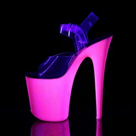 Pleaser Sandali FLAMINGO-808UVG Trasparente/Neon Rosa Accesso Glitter EU-38 / US-8