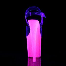 Pleaser Sandali FLAMINGO-808UVG Trasparente/Neon Rosa Accesso Glitter EU-38 / US-8