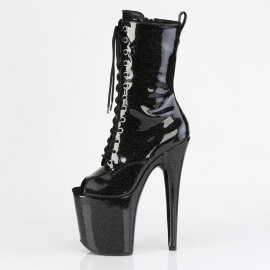 Pleaser FLAMINGO-1041GP Stivaletti Con Plateau Vernice Glitter Nero EU-40 / US-10