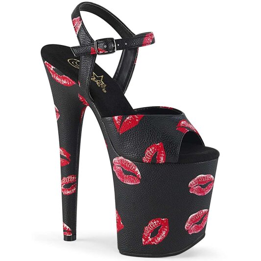 Pleaser Sandali FLAMINGO-809KISSES Similpelle Nero EU-36 / US-6