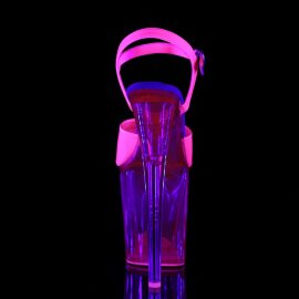 Pleaser Sandali FLAMINGO-809UVT Vernice Neon Rosa Acceso/Rosa Acceso EU-38 / US-8