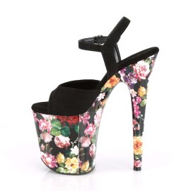 Pleaser Sandali FLAMINGO-809WR Finto Camoscio Nero/ Stampa Floreale EU-35 / US-5