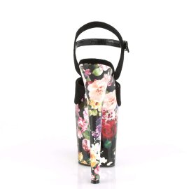 Pleaser Sandali FLAMINGO-809WR Finto Camoscio Nero/ Stampa Floreale EU-35 / US-5