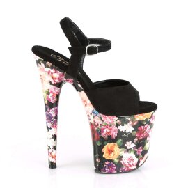 Pleaser Sandali FLAMINGO-809WR Finto Camoscio Nero/ Stampa Floreale EU-37 / US-7