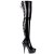 Pleaser DELIGHT-3063 Stivali Sopra Il Ginocchio - Vernice Elasticizzato Nero/Nero EU-36 / US-6