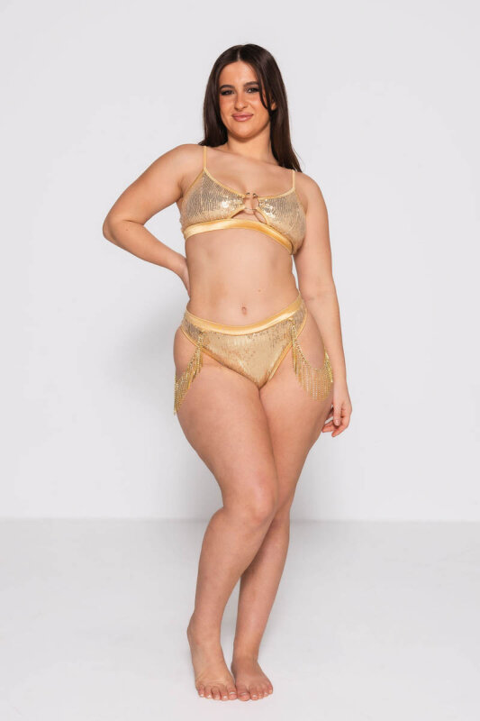 AMBR Designs Hook Top Corto con Dettaglio Gancio  Champagne Luxe  M