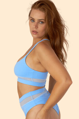 Lunalae Top Mila in Rete con ritagli Azzurro Cielo XS