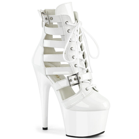 Pleaser ADORE-1013MST Stivaletti Con Plateau Vernice Bianco EU-40 / US-10