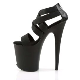 Pleaser Sandali FLAMINGO-869 Similpelle Nero-Banda Elastica Nera/Nero Opaco EU-35 / US-5