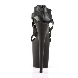 Pleaser Sandali FLAMINGO-869 Similpelle Nero-Banda Elastica Nera/Nero Opaco EU-35 / US-5