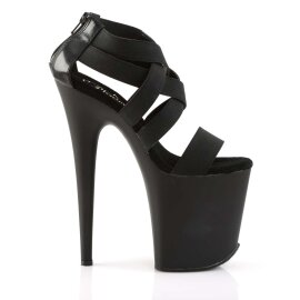 Pleaser Sandali FLAMINGO-869 Similpelle Nero-Banda Elastica Nera/Nero Opaco EU-35 / US-5