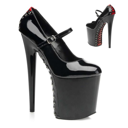 Pleaser Sandali FLAMINGO-887FH Vernice Nero-Rosso/Nero EU-35 / US-5