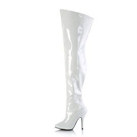 Pleaser SEDUCE-3000WC Stivali Sopra Il Ginocchio Vernice Bianco EU-36 / US-6