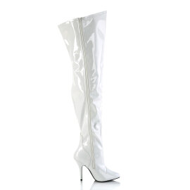 Pleaser SEDUCE-3000WC Stivali Sopra Il Ginocchio Vernice Bianco EU-36 / US-6